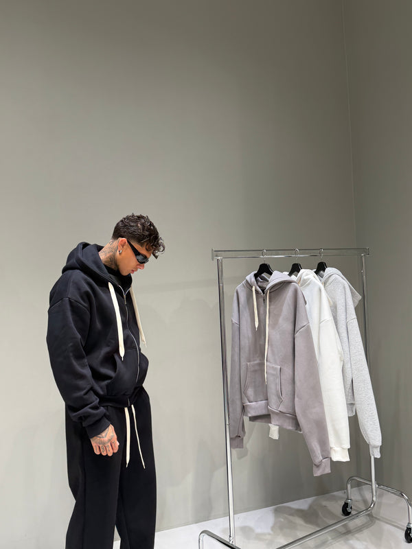 Felpa Boxy Zip Laccio