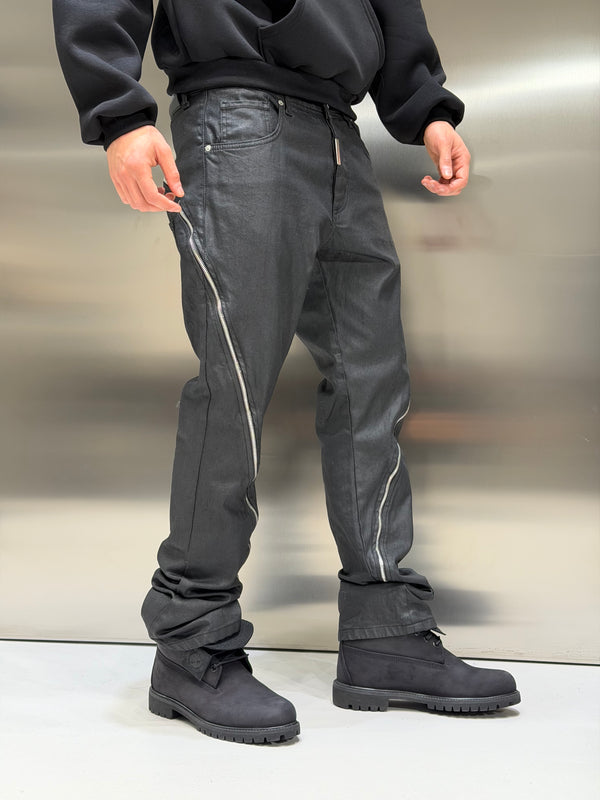 Flare Spalmato Zip Cianotic